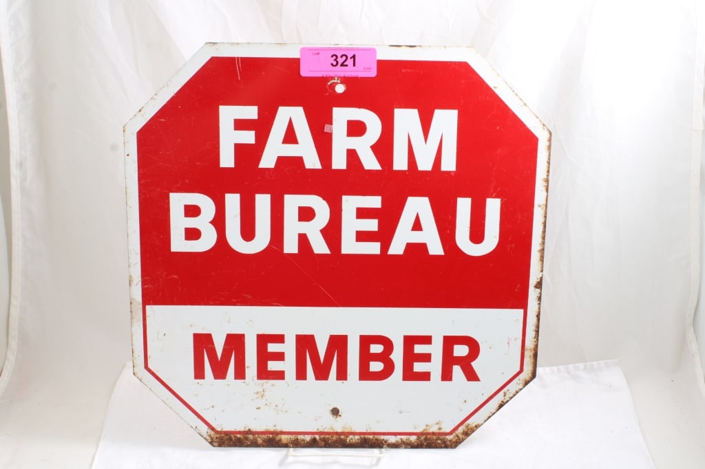 Farm Bureau Member Metal Sign & Stop Sign: Farm Bureau Member Metal Sign & Stop Sign - Agriculture Advertising Sign. Lot Size 15" x 15" x 1". 2 Lbs. All information and photos are intended to be as accurate as possible, but errors are