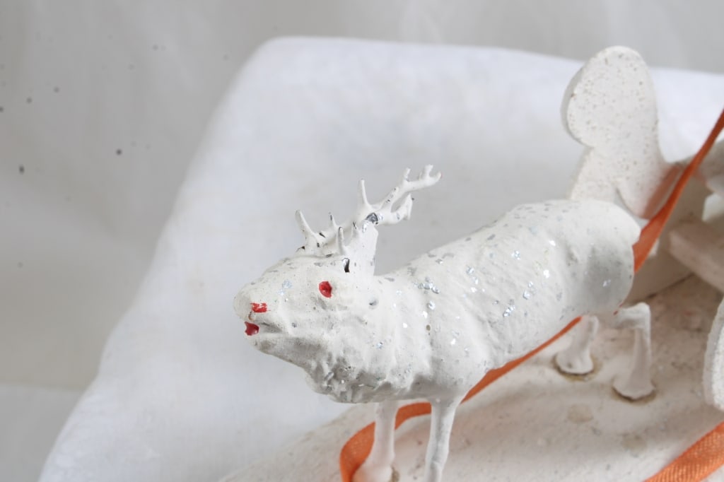 German Belsnickel Paper Mache Santa in Sleigh - 7