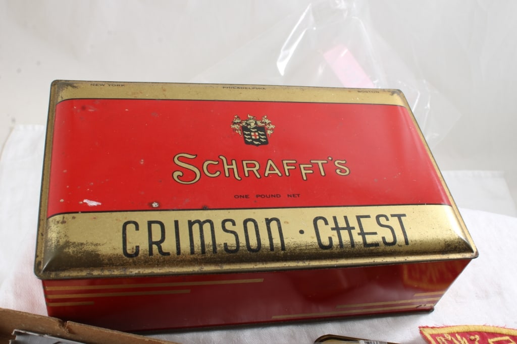 Schrafft's Crimson Chest Candy Tin & Collectibles - 2