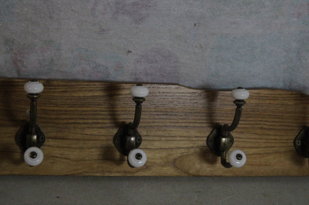 7 Double Hook Oak Coat Rack Farmhouse Decor - 5