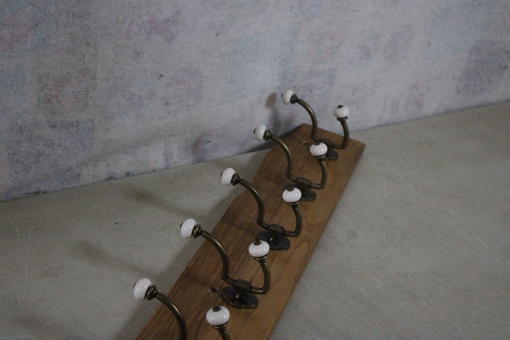 7 Double Hook Oak Coat Rack Farmhouse Decor - 8