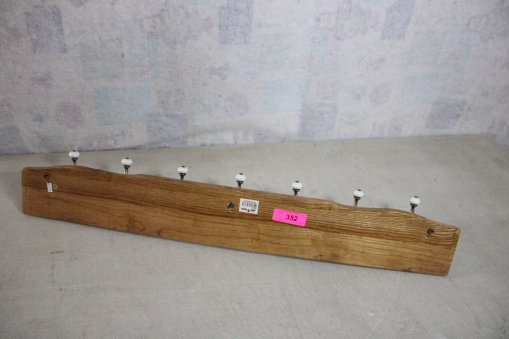 7 Double Hook Oak Coat Rack Farmhouse Decor - 9