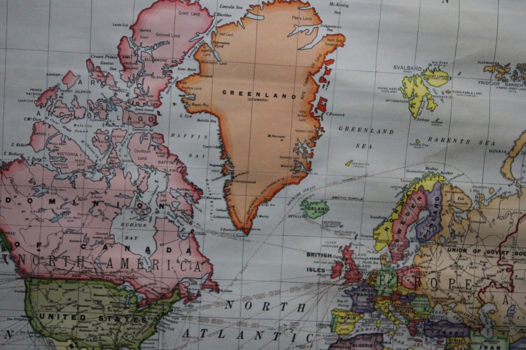 1930's School Pull Down World Map by George Cram - 4