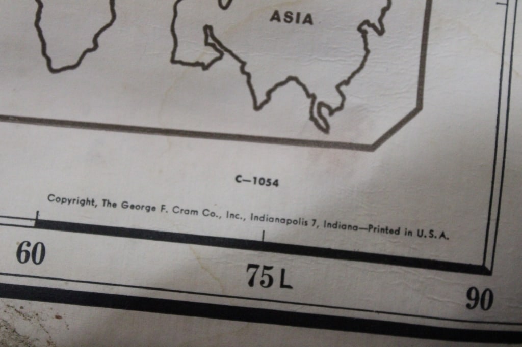 1930's School Pull Down World Map by George Cram - 9