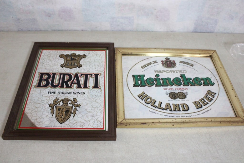 Heineken Beer & Burati Wine Framed Mirrored Signs (1 of 14)