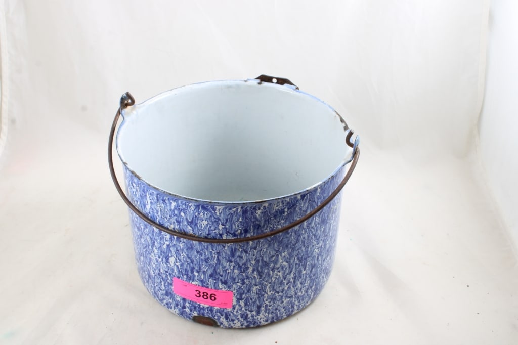 Blue Swirl Graniteware Pail with Pour Spout - 4