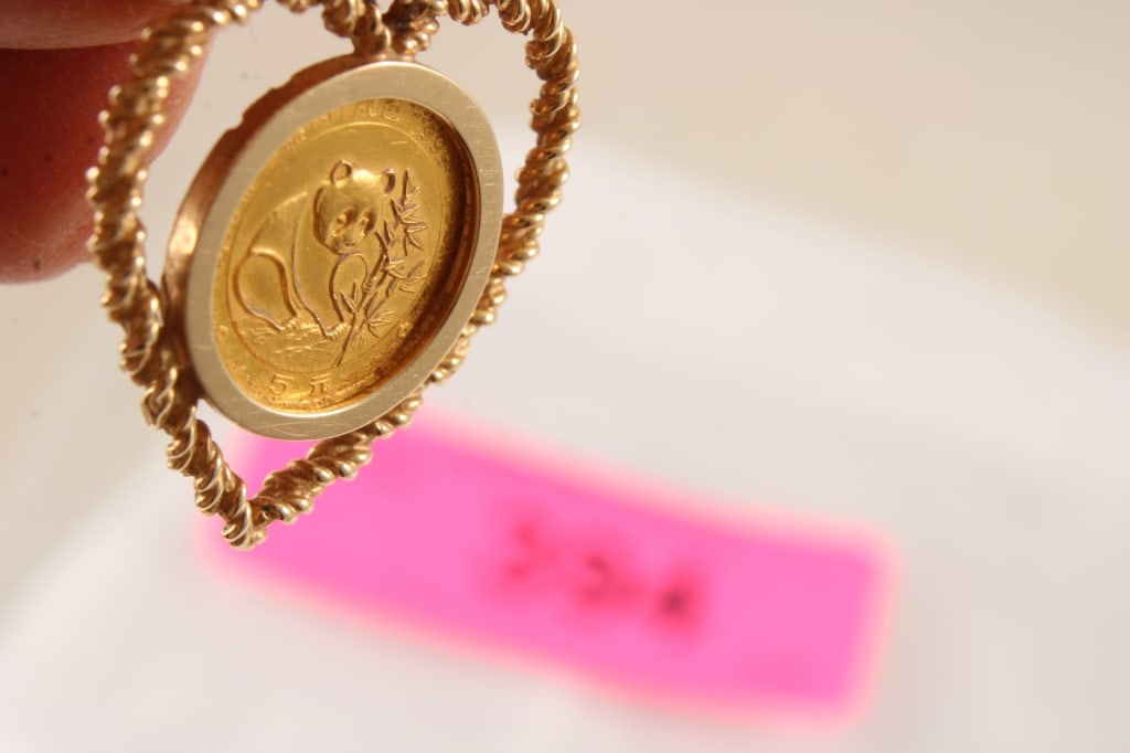 24k Gold 1988 Chinese Panda Coin,14k Gold Pendant - 5