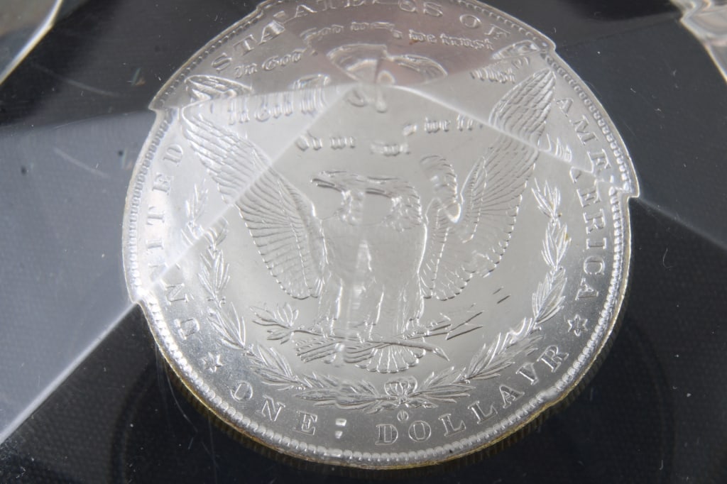 1883 O Morgan Silver Dollar Lucite Paperweight - 5
