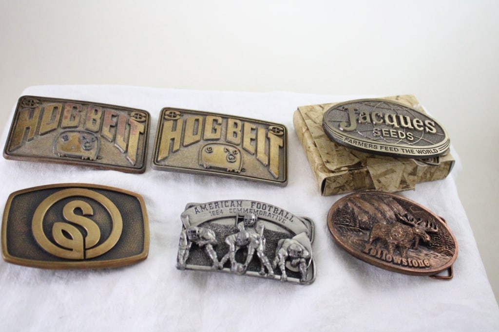 6 Brass & Pewter Vintage Belt Buckles (1 of 16)