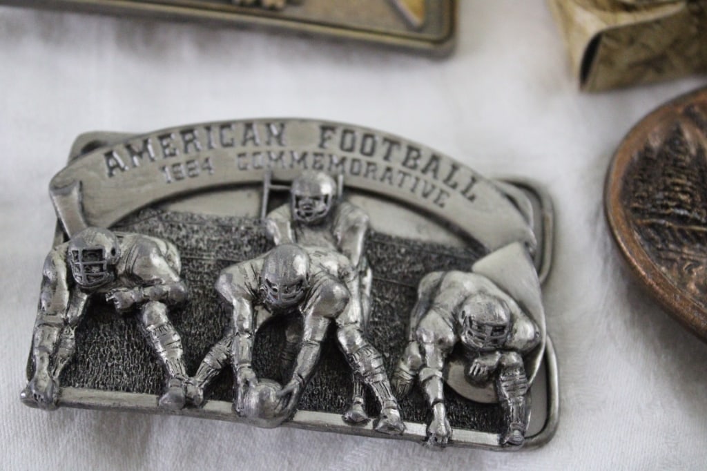 6 Brass & Pewter Vintage Belt Buckles - 6