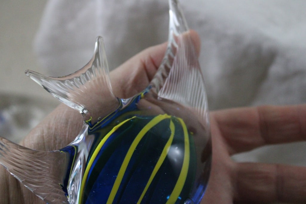 6 Art Glass Angel Fish Hand Blown Paperweights 5" - 13