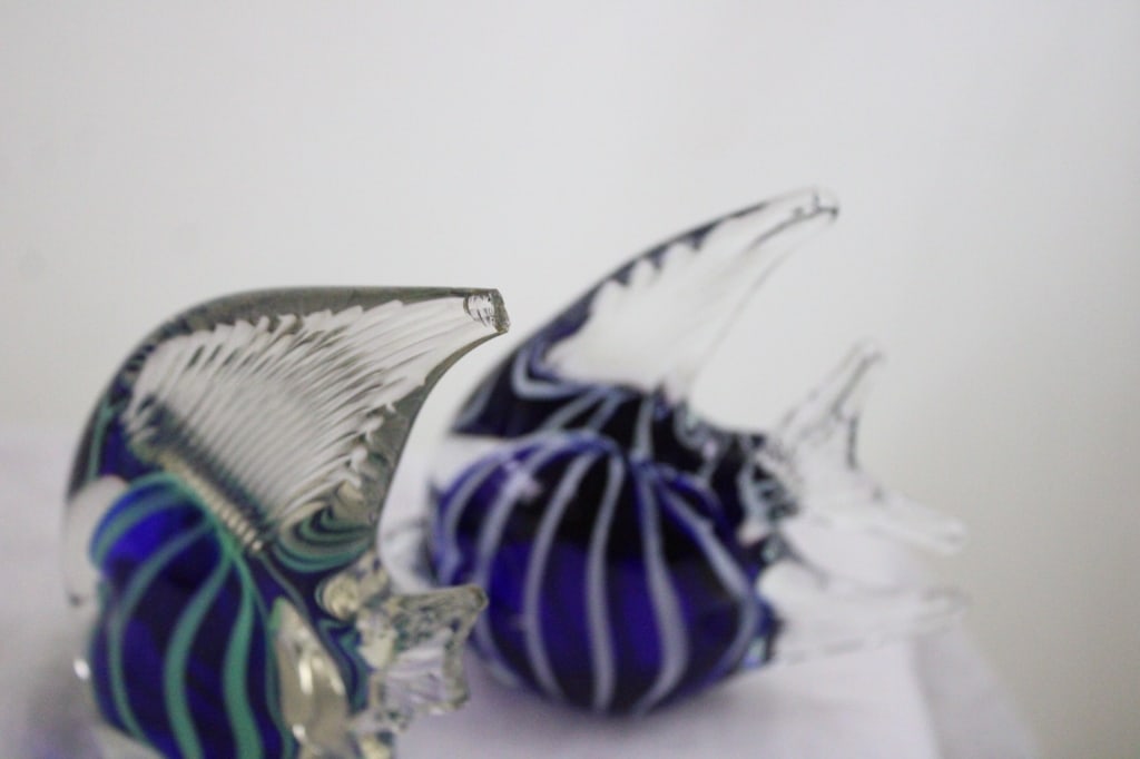 6 Art Glass Angel Fish Hand Blown Paperweights 5" - 14