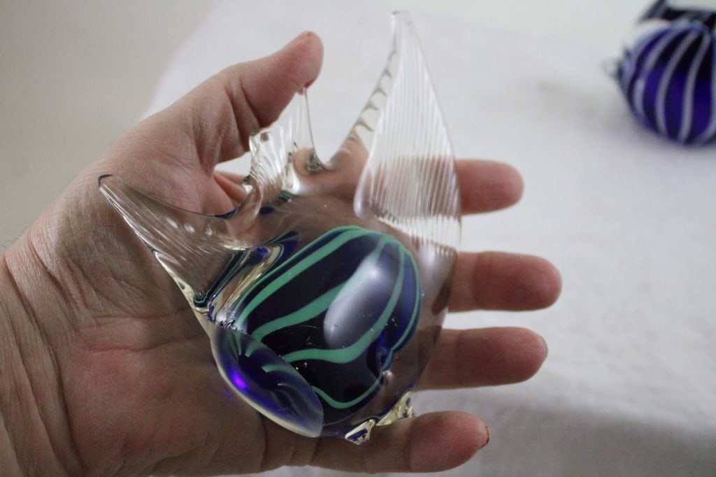 6 Art Glass Angel Fish Hand Blown Paperweights 5" - 16