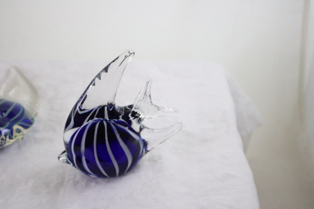 6 Art Glass Angel Fish Hand Blown Paperweights 5" - 17