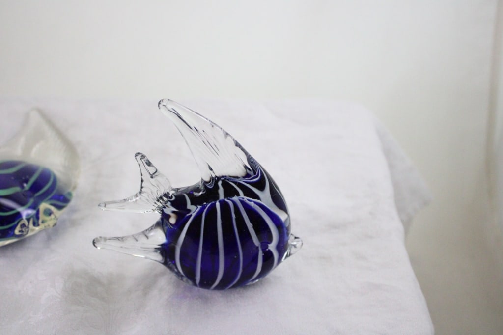 6 Art Glass Angel Fish Hand Blown Paperweights 5" - 18
