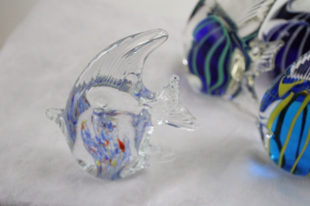6 Art Glass Angel Fish Hand Blown Paperweights 5" - 8