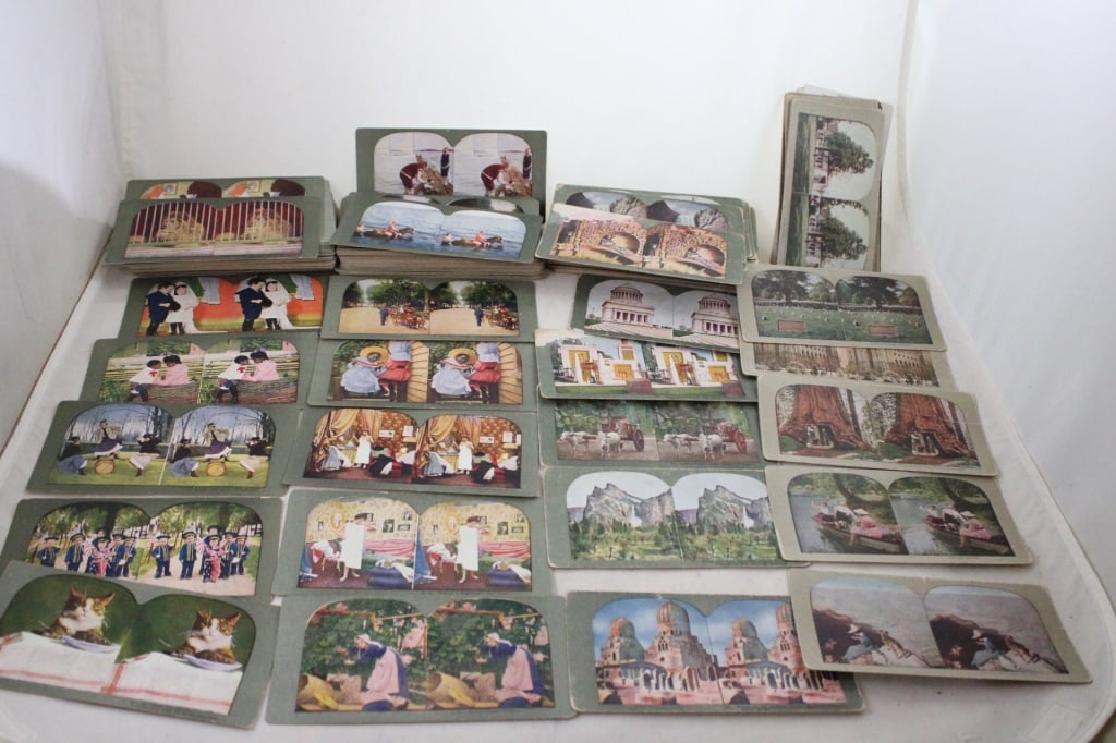 Large Lot Antique Stereoview Cards: Large Lot Antique Stereoview Cards - Variety of Subjects. Lot Size 7" x 5" x 4". 4 Lbs. All information and photos are intended to be as accurate as possible, but errors are possible. No item