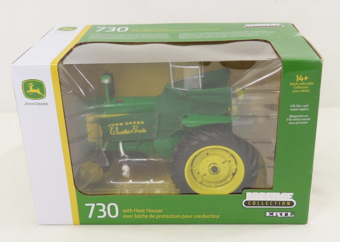 ERTL John Deere Prestige Collection 730 Tractor: ERTL John Deere Prestige Collection 730 Tractor - 1/16 Scale ERTL Diecast John Deere Prestige Collection 730 Tractor with Heat Houser. NIB. Lot Size: 12x7x7", 3 lbs All information and photos are inte