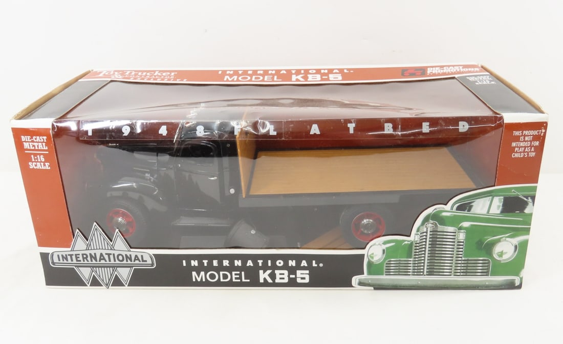 Toy Trucker International Model KB-5 1:16 Truck: Toy Trucker International Model KB-5 1:16 Truck - Toy Trucker & Contractor Exclusive Diecast International Model KB-5 1948 Flatbed Truck in Box. Lot Size: 18x8x7", 5 lbs All information and photos