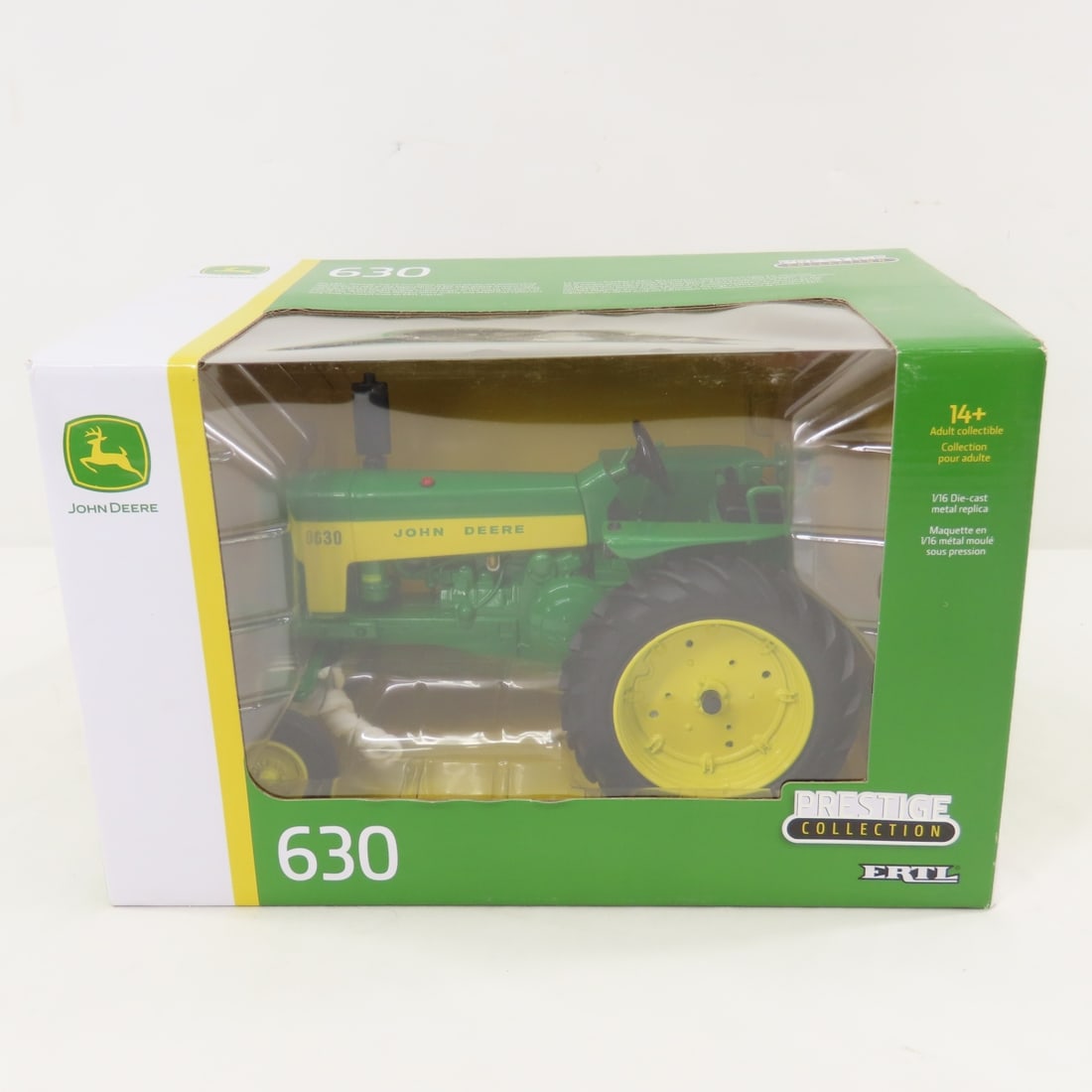 ERTL 1:16 Scale Prestige Collection 630 Tractor: ERTL 1:16 Scale Prestige Collection 630 Tractor - 1/16 Scale Diecast ERTL John Deere 630 Tractor in Box. NIB Sealed. Lot Size: 11x7x7", 4 lbs All information and photos are intended to be as accurate 