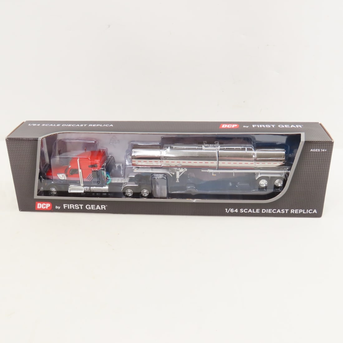 DCP First Gear 1:64 Scale Kenworth W990 & Tanker: DCP First Gear 1:64 Scale Kenworth W990 & Tanker - Red/Navy 60-1731 1/64 Scale Kenworth W990 76" Mid Roof Sleeper and Brenner Chemical Grade Tandem Axle Tanker Trailer. Lot Size: 16x4x3" 1 lb All