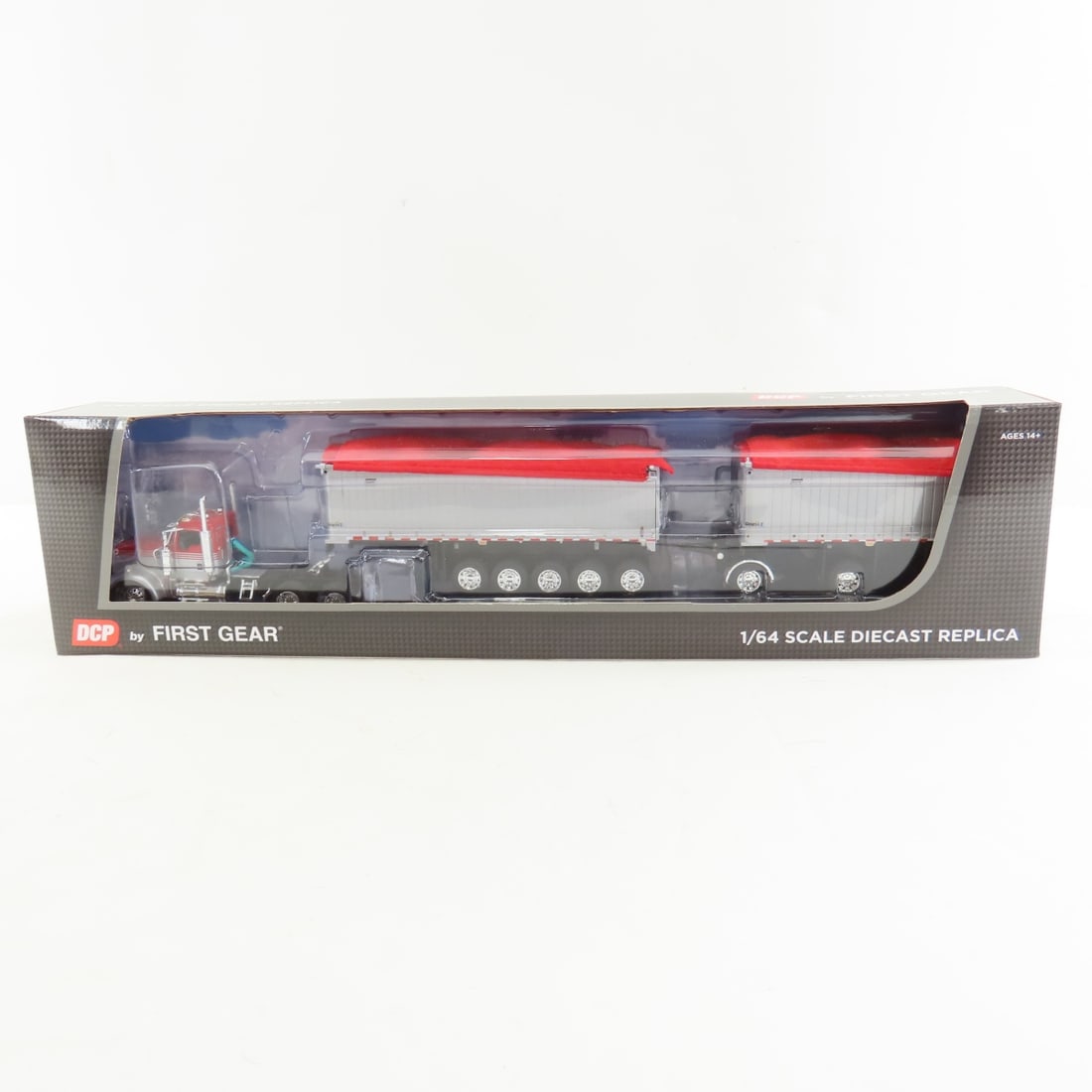 DCP First Gear 1:64 Kenworth W900L w/Dump Trailer: DCP First Gear 1:64 Kenworth W900L w/Dump Trailer - Viper Red Silver 60-1632 1/64 Kenworth W900L and East Michigan Series 31' + 20' End Dump Trailers. Lot Size: 17x4x3" 1 lb All information and photos