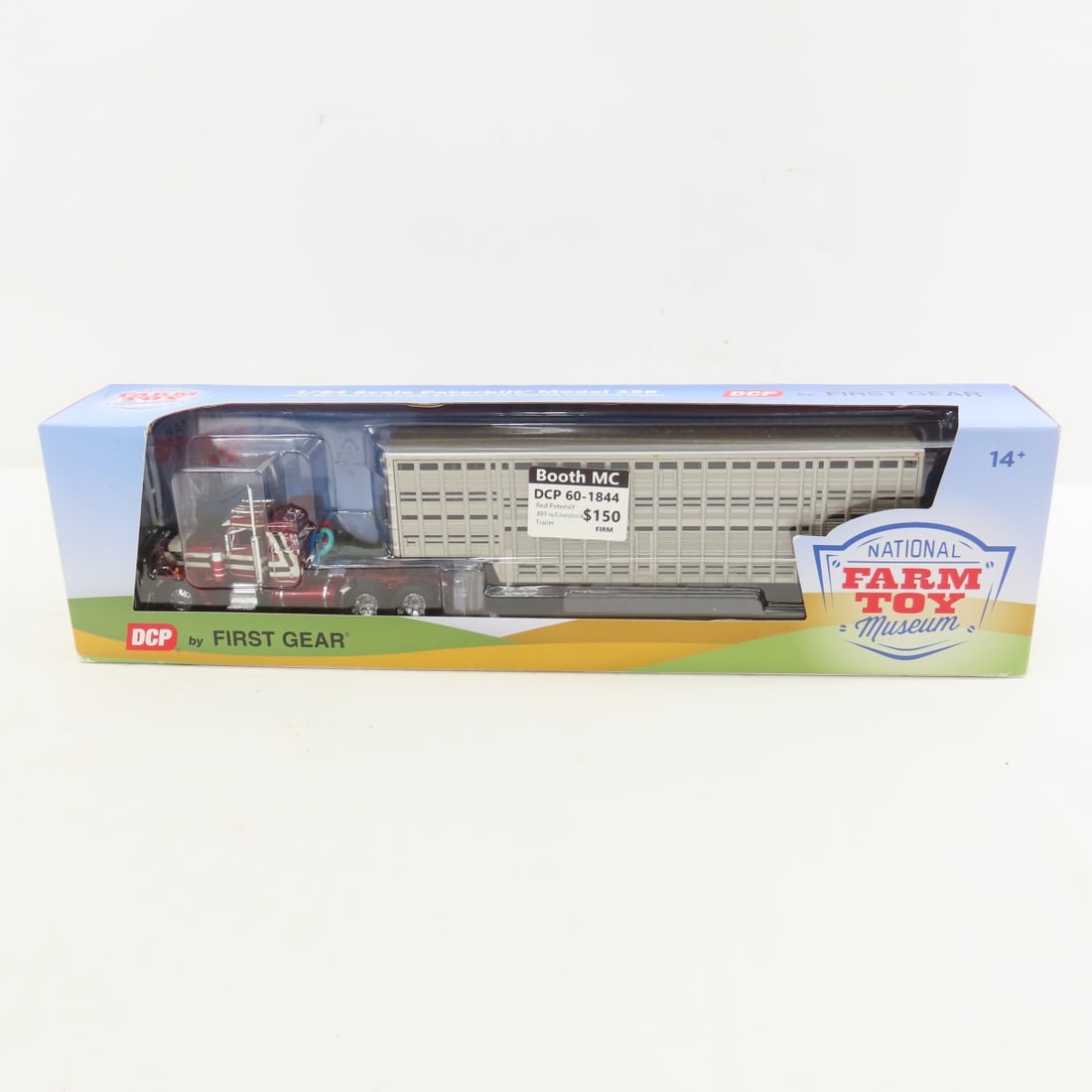 DCP First Gear 1:64 Peterbilt 359 with Trailer: DCP First Gear 1:64 Peterbilt 359 with Trailer - 60-1844 1/64 Peterbilt Model 359 with 36" Flat Top Sleeper & 45' Wilson Vintage Livestock Trailer. Lot Size: 16x4x3" 1 lb All information and photos