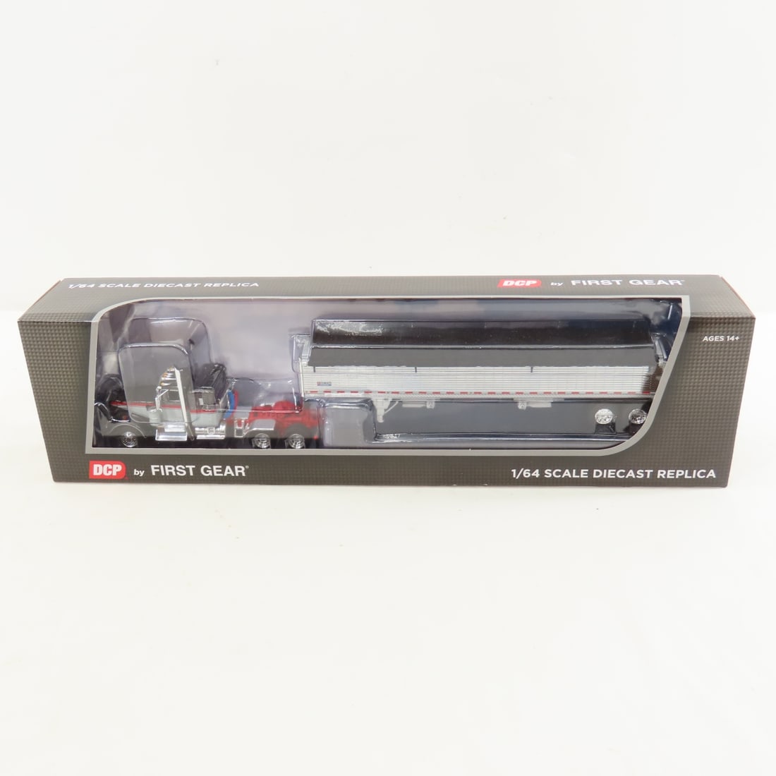 DCP First Gear 1:64 Kenworth W900A Cab & Trailer: DCP First Gear 1:64 Kenworth W900A Cab & Trailer - Gray/Viper Red 60-2137 1/64 Scale Kenworth W900A 36" Flattop Sleeper & Wilson Pacesetter 43' Grain Trailer. Lot Size: 16x4x3" 1 lb All information