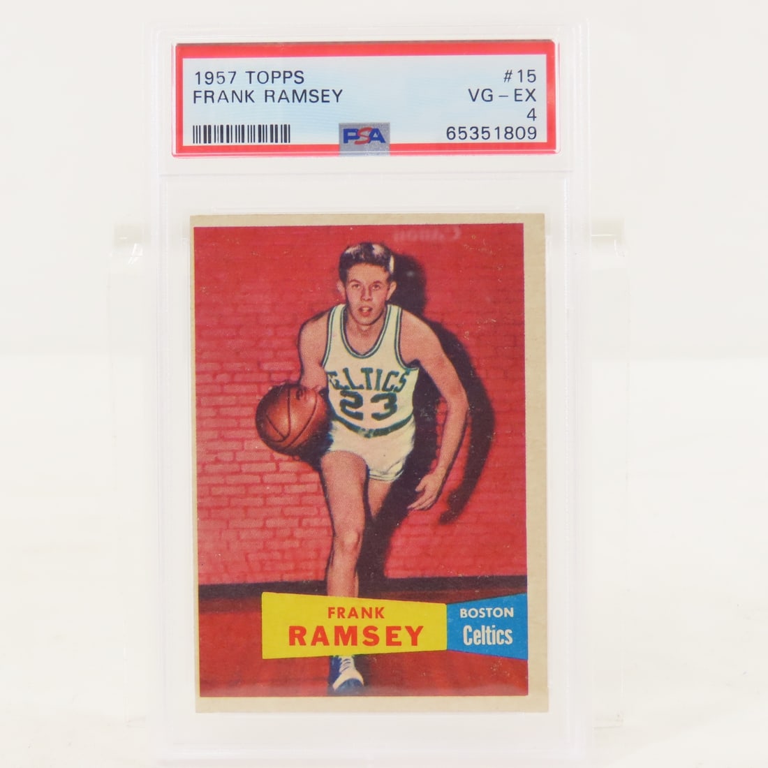 1957 Topps Frank Ramsey #15 PSA 4 VG-EX: 1957 Topps Frank Ramsey #15 PSA 4 VG-EX - Lot Size 5.5x3.5x.5" 1 LB All information and photos are intended to be as accurate as possible, but errors are possible. No item may be returned or refused