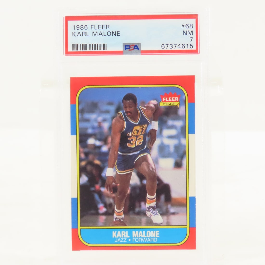 1986 Fleer Karl Malone #68 Rookie PSA 7 NM: 1986 Fleer Karl Malone #68 Rookie PSA 7 NM - Lot Size 5.5x3.5x.5" 1 LB All information and photos are intended to be as accurate as possible, but errors are possible. No item may be returned or