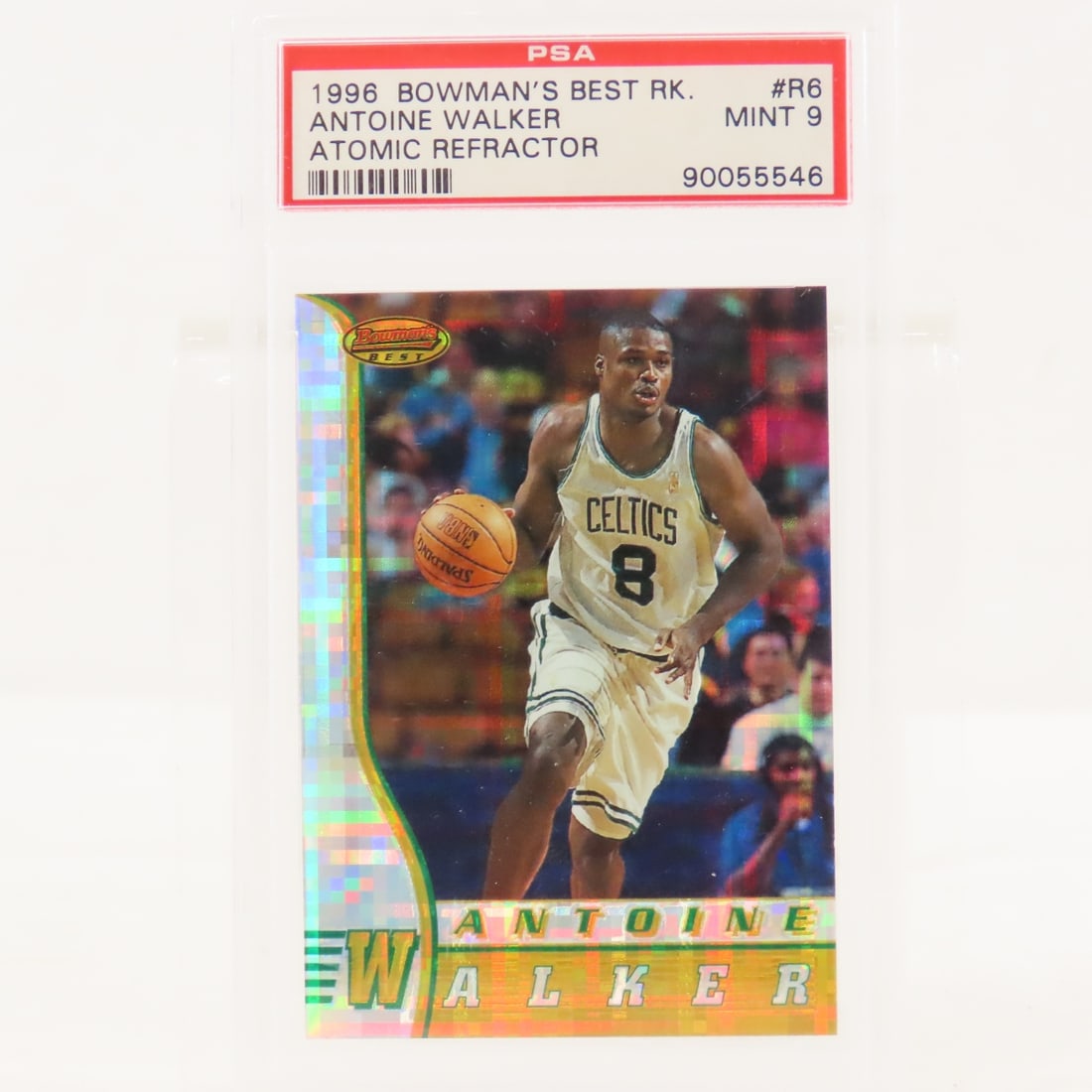 1996 Bowman's Best Antoine Walker Atomic Reflector: 1996 Bowman's Best Antoine Walker Atomic Reflector - #R6 PSA 9 MINT Lot Size 5.5x3.5x.5" 1 LB All information and photos are intended to be as accurate as possible, but errors are possible. No item