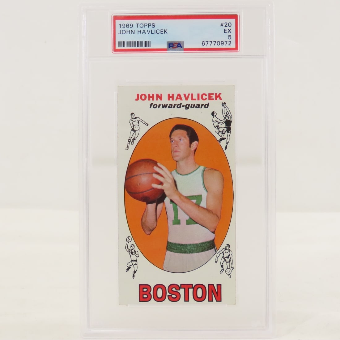 1969 Topps John Havlicek #20 PSA 5 EX Rookie: 1969 Topps John Havlicek #20 PSA 5 EX Rookie - LOT SIZE 8x5x1" 1 LB All information and photos are intended to be as accurate as possible, but errors are possible. No item may be returned or refused b