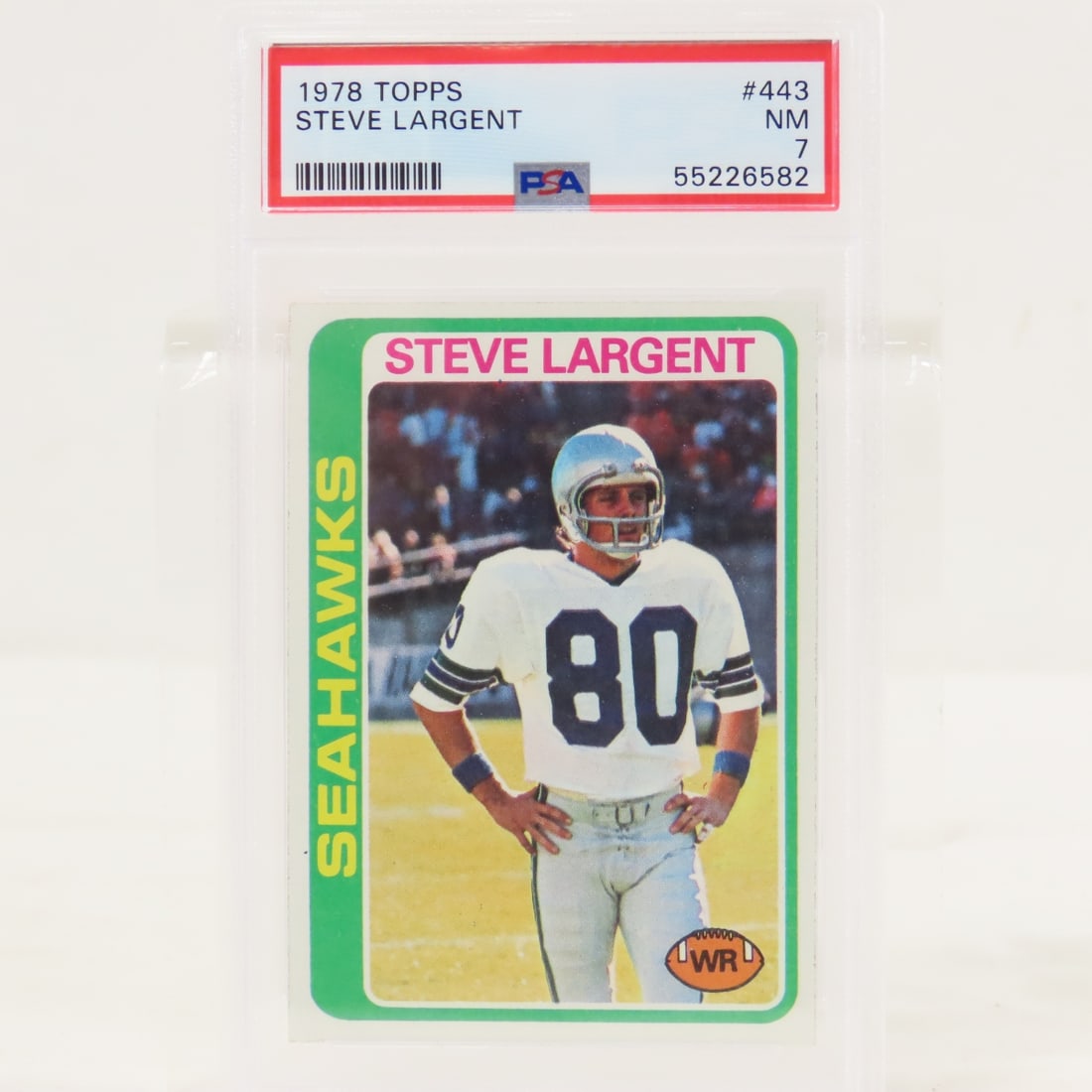 1978 Topps Steve Largent #443 PSA 7 NM: 1978 Topps Steve Largent #443 PSA 7 NM - Lot Size 5.5x3.5x.5" 1 LB All information and photos are intended to be as accurate as possible, but errors are possible. No item may be returned or refused