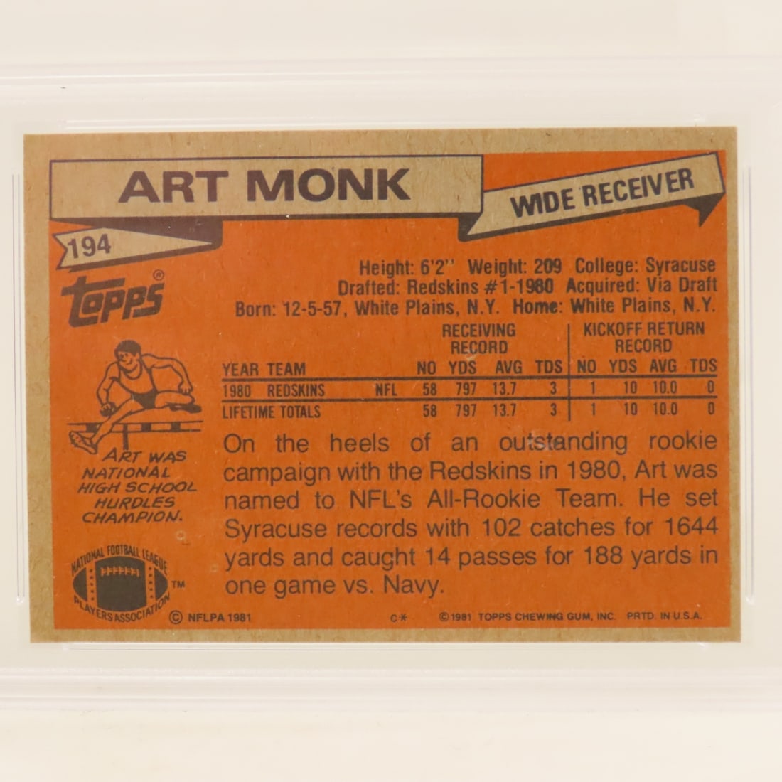 1981 Topps Art Monk #194 PSA 8 NM-MT - 4