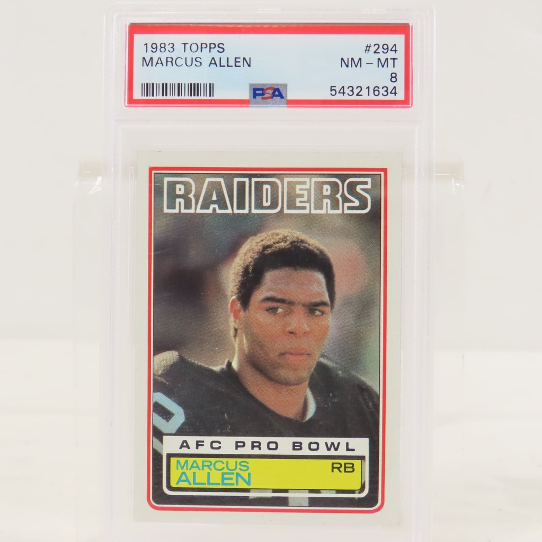 1983 Topps Marcos Allen #294 PSA 8 NM-MT: 1983 Topps Marcos Allen #294 PSA 8 NM-MT - Lot Size 5.5x3.5x.5" 1 LB All information and photos are intended to be as accurate as possible, but errors are possible. No item may be returned or refused