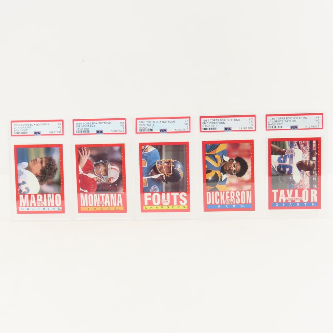 5 1985 Topps Box Bottoms Football Cards PSA 3 VG (1 of 11)