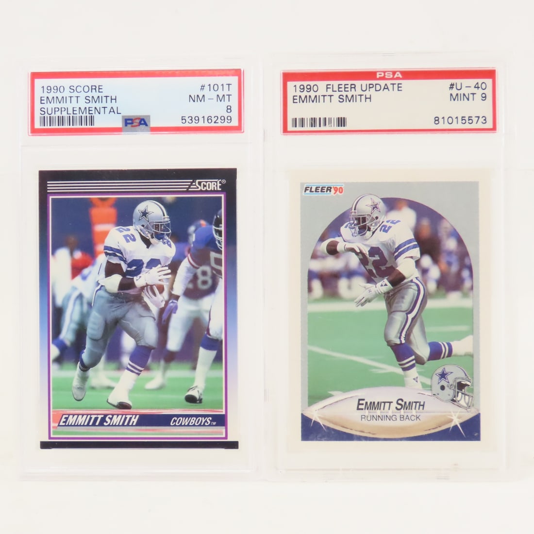 1990 Score & Fleer Emmitt Smith Cards PSA 8&9 (1 of 9)