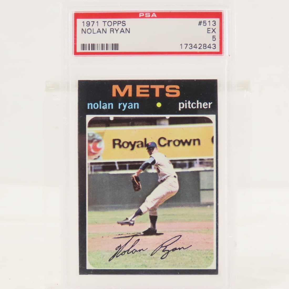 1971 Topps Nolan Ryan #513 PSA 5 EX: 1971 Topps Nolan Ryan #513 PSA 5 EX - Lot Size 5.5x3.5x1" 1 LB All information and photos are intended to be as accurate as possible, but errors are possible. No item may be returned or refused based