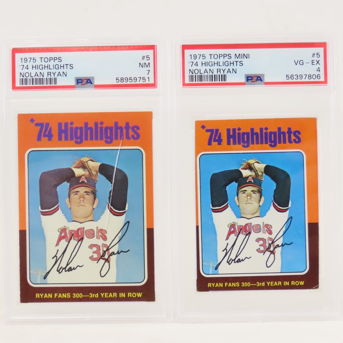 1975 Topps '74 Highlights Nolan Ryan #5 PSA 7 NM (1 of 9)