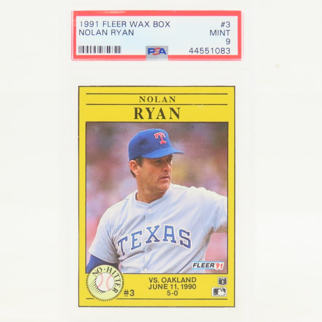 1991 Fleer Wax Box Nolan Ryan #3 PSA 9 Mint (1 of 4)