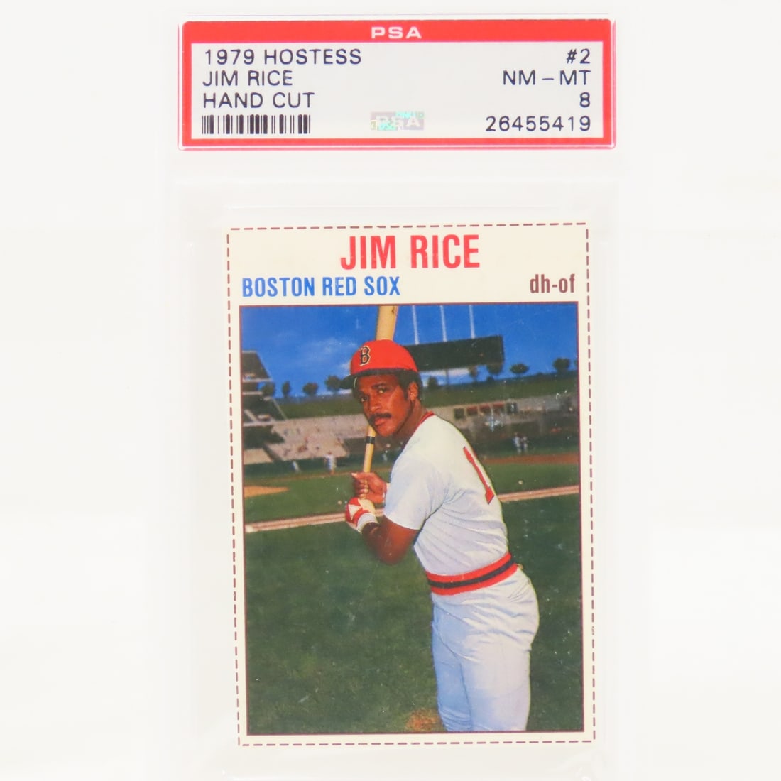 1979 Hostess Jim Rice #2 PSA 8 NM-MT: 1979 Hostess Jim Rice #2 PSA 8 NM-MT - Lot Size 5.5x3.5x2" 1 LB All information and photos are intended to be as accurate as possible, but errors are possible. No item may be returned or refused based