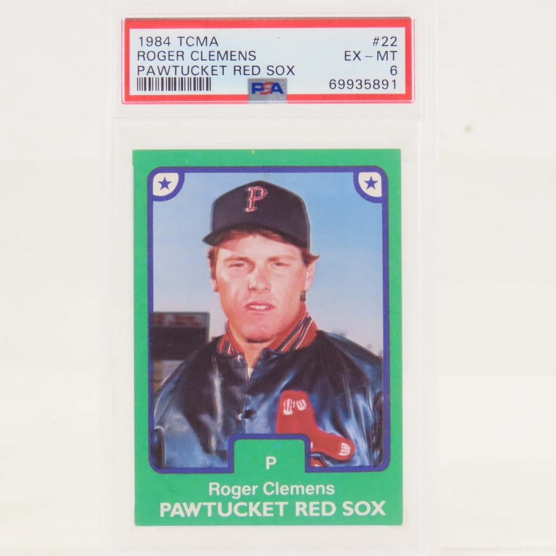 1984 TCMA Roger Clemens #22 PSA 6 EX-MT: 1984 TCMA Roger Clemens #22 PSA 6 EX-MT - Pawtucket Red Sox Lot Size 5.5x3.5x2" 1 LB All information and photos are intended to be as accurate as possible, but errors are possible. No item may be
