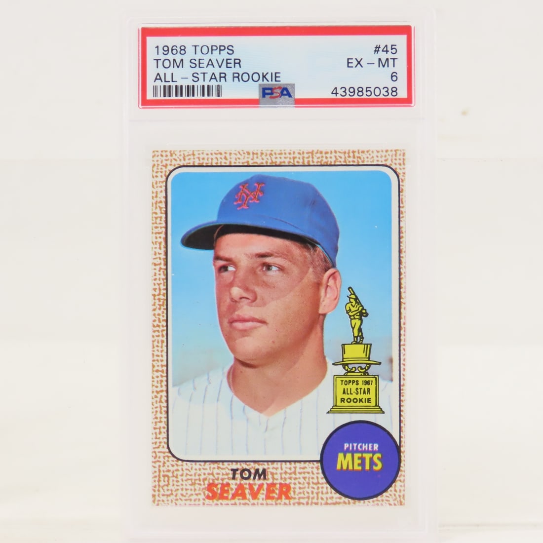 1968 Topps Tom Seaver #45 PSA 6 EX-MT: 1968 Topps Tom Seaver #45 PSA 6 EX-MT - Lot Size 5.5x3.5x2" 1 LB All information and photos are intended to be as accurate as possible, but errors are possible. No item may be returned or refused