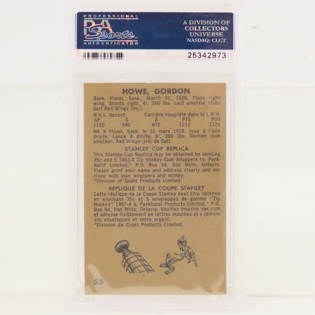 1963 Parkhurst Gordie Howe #55 PSA 6 EX-MT - 3