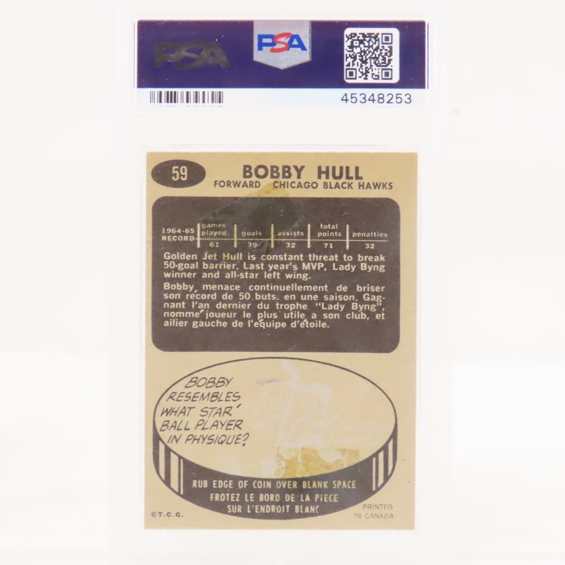 1965 Topps Bobby Hull #59 PSA 2 Good - 3