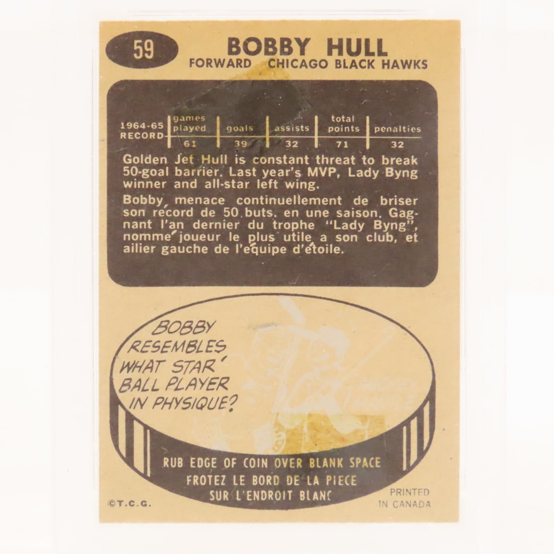 1965 Topps Bobby Hull #59 PSA 2 Good - 4