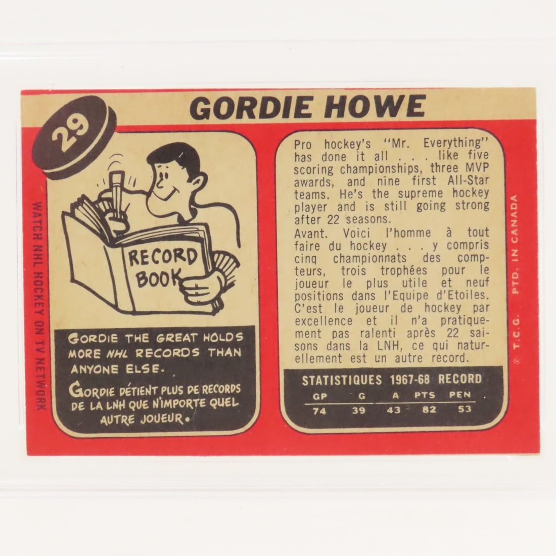 1968 O-PEE-CHEE Gordie Howe #29 PSA 6 EX-MT - 4