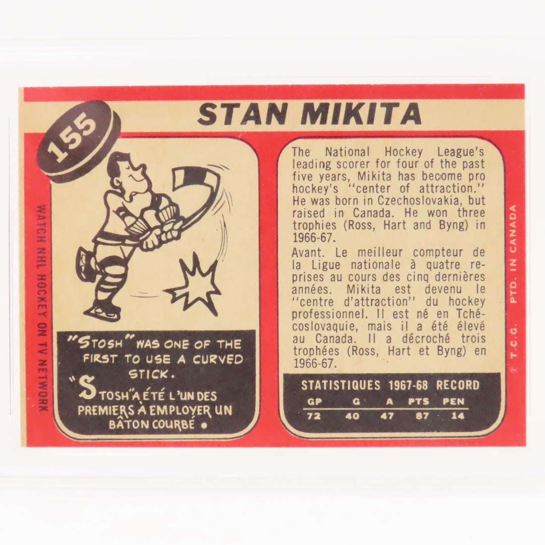 1968 O-PEE-CHEE Stan Mikita #155 PSA 7 NM - 4