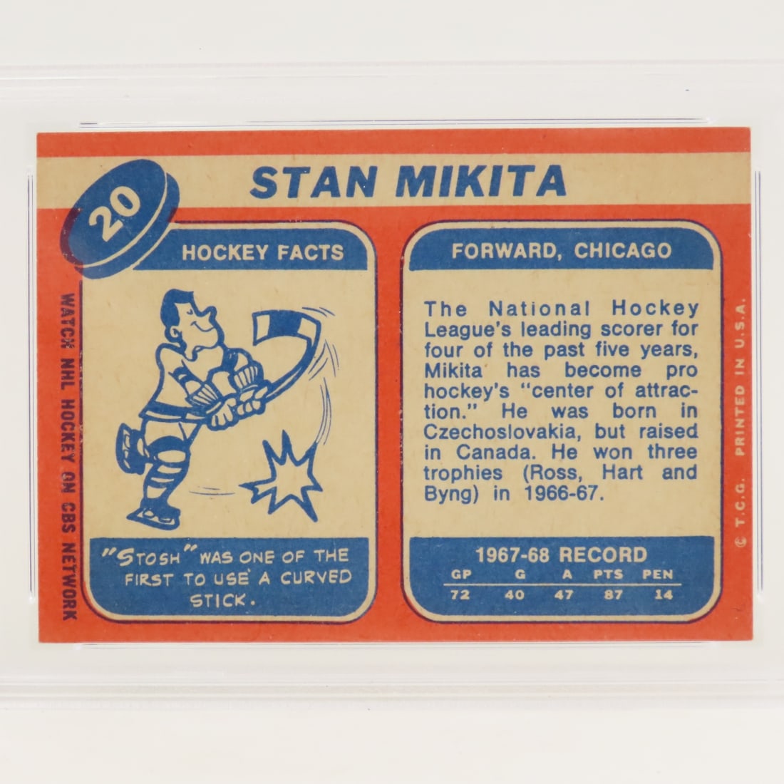 1968 Topps Stan Mikita #20 PSA 5 EX - 4
