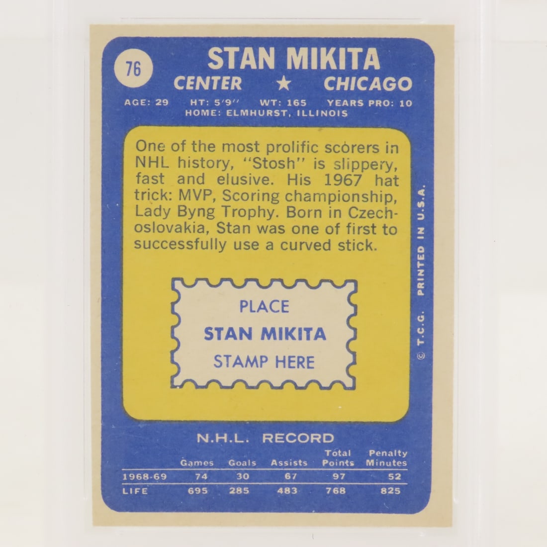 1969 Topps Stan Mikita #76 PSA 5 EX - 4